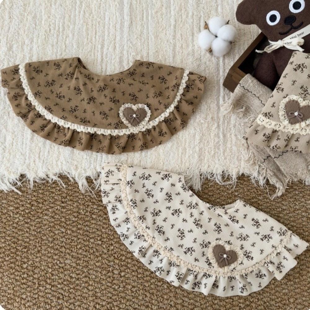 Adjustable Snap Baby Ruffle Bib Floral Lace Saliva Towel Vintage Feeding Drool Bib 0-2 Years Baby