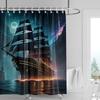 Nordisk minimalistisk duschdraperi med havslivstema, vattentätt badrumsduschdraperi, rumsavdelare, heminredning 180x180cm