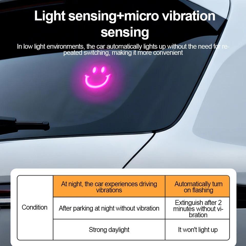 300mAh Smile Ambient Light Solar Powered Neon Light Car Decoration Rear Windshield Atmosphere Lights Car Accessories