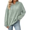 Women's Solid Color Ribbed Hooded Sweatshirt - Long Sleeve, Brushed, Autumn/Winter 2025 Collection