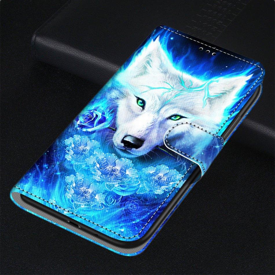 Cute Floral Wolf Tiger Cat Kids Holster Case For Apple iPhone 6 6S 7 8 13 12 Mini 11 Pro Max X XS XR SE 2020 Wallet Cover D08F