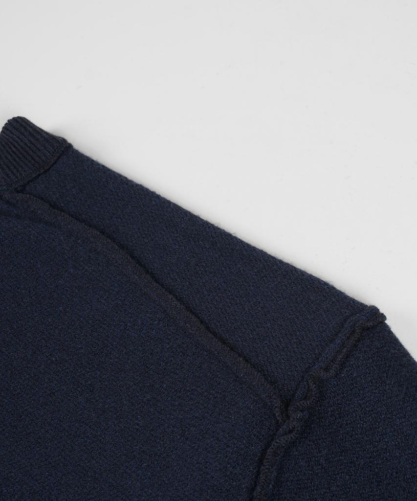 BIRBANTE Soft Washable Two-Tone Round Knit - Dark Navy