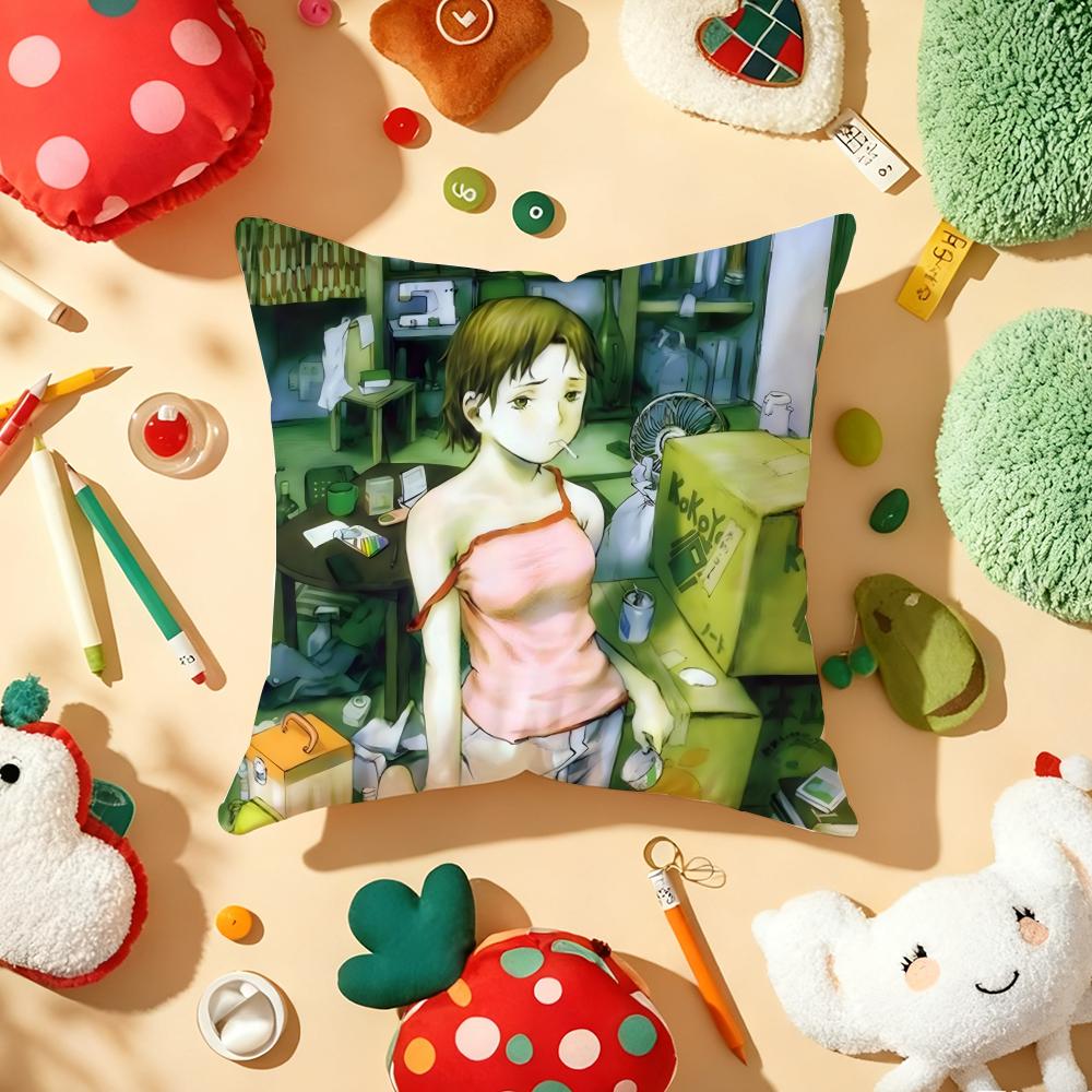 Serial Experiments L-Lain Anime Cushion Cover Plush Fabric Soft Double-Sided Printed Sofa Warm Winter Home Gift Pillow Cover