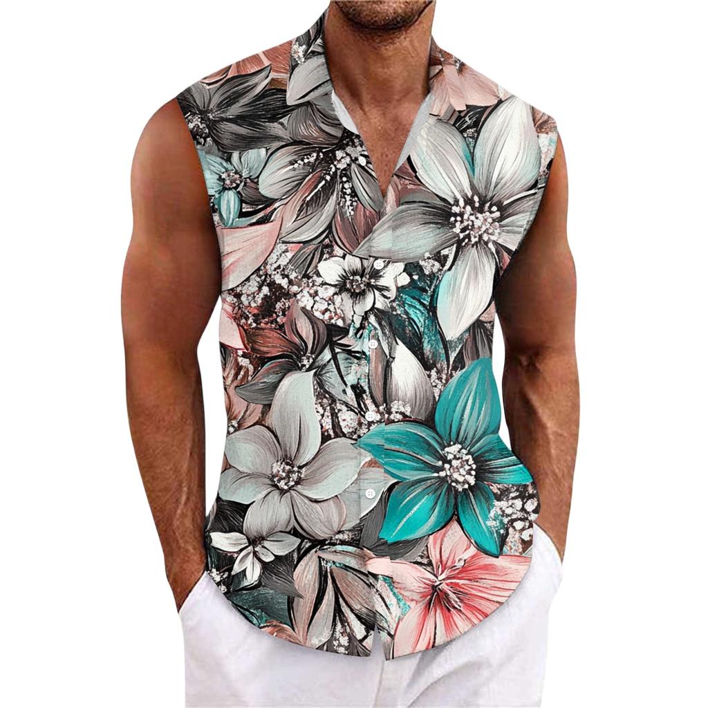 Pánská havajská košile s klopou na knoflíky, tričko, top