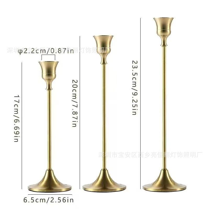 Elegant Vintage Brass Candle Holder Set Romantic Dinner Wedding Decor Home Table Centerpiece
