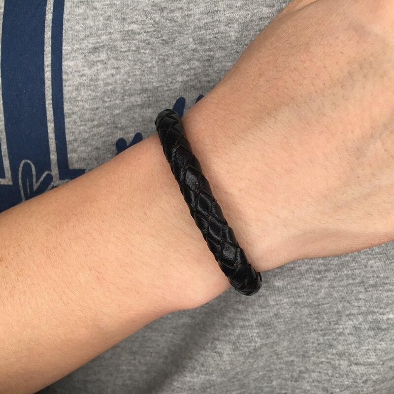 Men Bracelet Black Braided Leather Bracelets Male Bracelets Jewelry