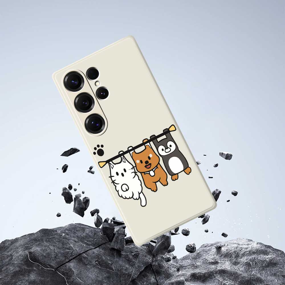 For Samsung Galaxy S25 Ultra Case Three Animal Dolls Pattern Printing Straight Edge TPU Phone Back Cover