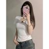 New Summer Niche Sexy Hollow Short-sleeved T-shirt for Women's Chic Base Shirt Shoulder Pure Erotic Top