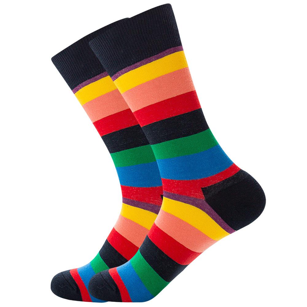 Socks Men's Latest Design Middle Tube Socks Autumn Socks Quality Business Geometric Lattice Colorful Mens Cotton Socks