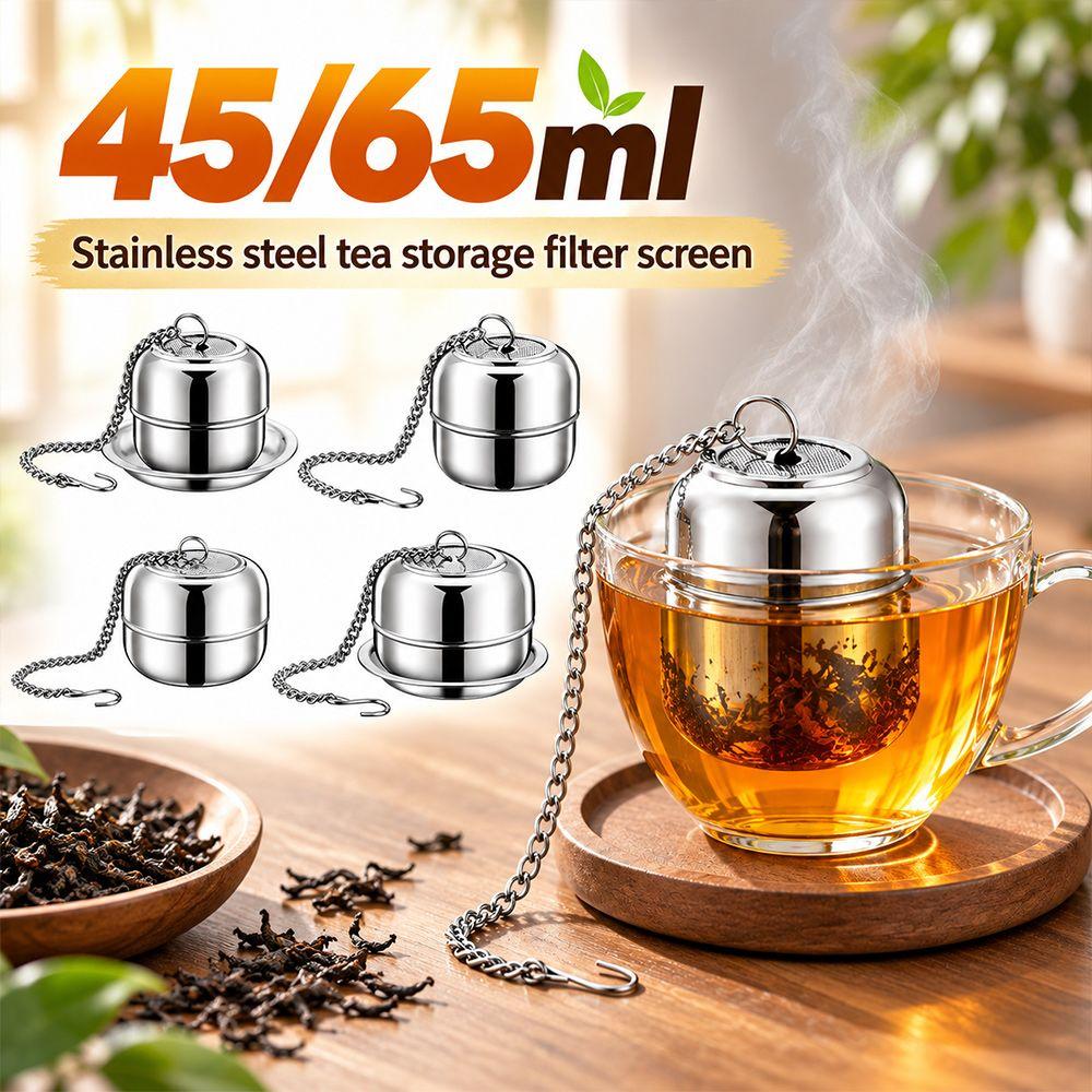 New Stainless Steel Tea Infuser Fine Mesh Sealed Threaded Lid Tea Strainer With Chain Sphere Shape Tea Filter Teaware