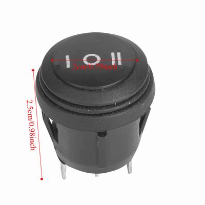 5PCS Durable Black Color Rocker Switch 3 Position 3 Pin Round Rocker Switch 6A 250V 10A 125V SPST Switch Car Boat