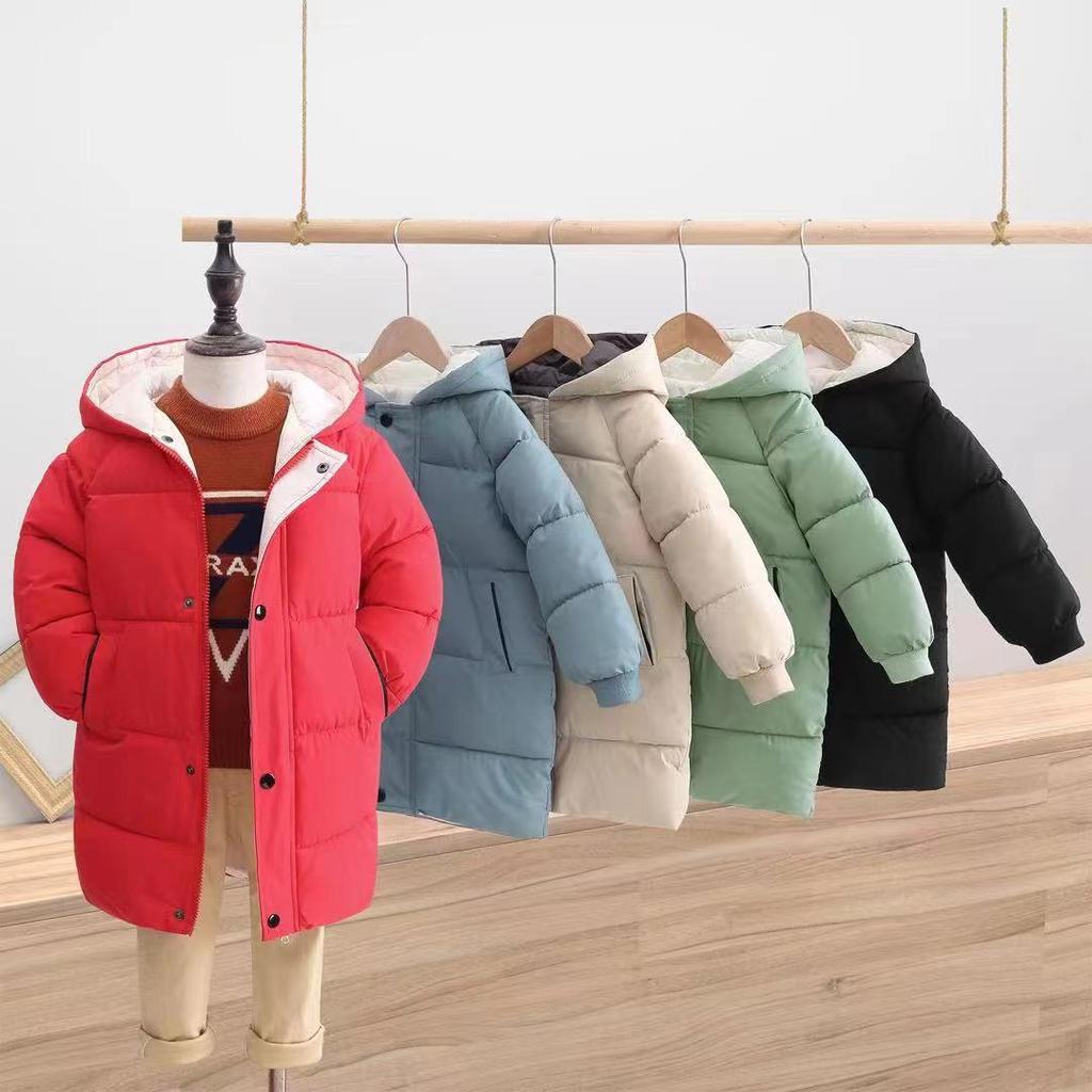 Kids Winter Fashion Hooded Down Coat Casual Boys Thick Warm Girls Long Jacket Parka Overcoat Outwear Jackets