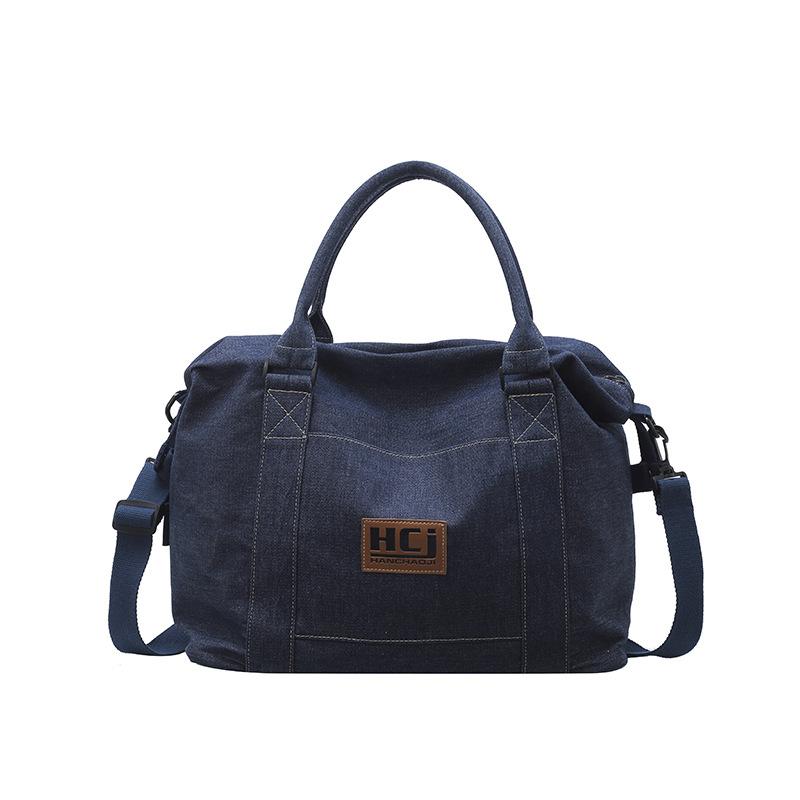 American tote bag women's street trend short-distance denim travel bag casual shoulder messenger sports fitness bag