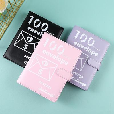 A5 Leder Macaron Notizbuchordner mit PU-Einband und Bargeldbudget-Organisator.