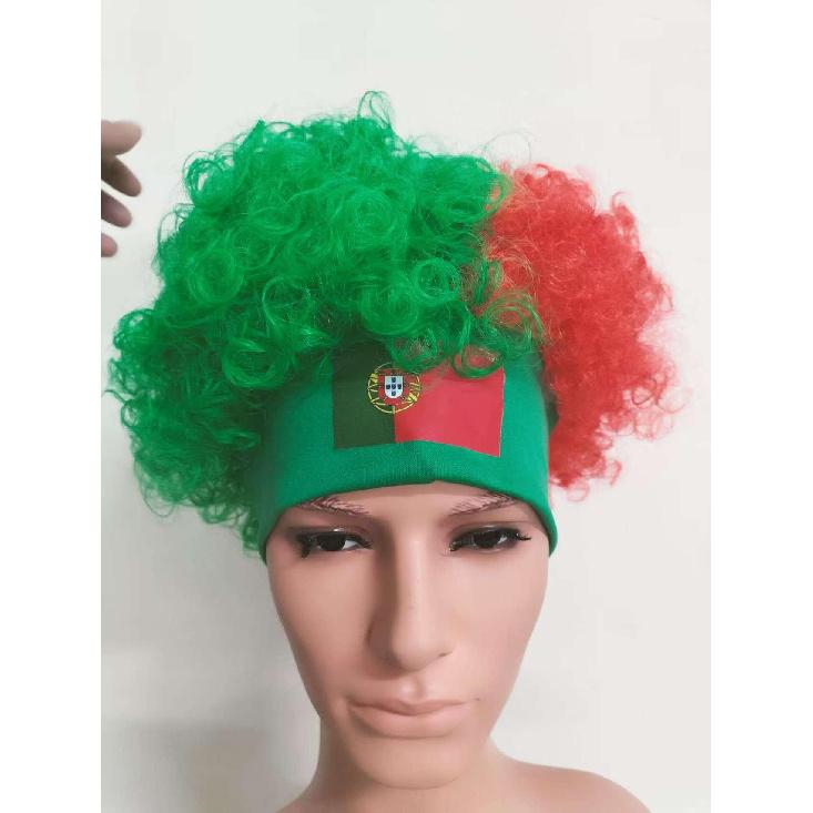 Fotbalový zápas Národní vlajka Paruka Afro vlasy Dekorace Fotbalový fanoušek Oslavné rekvizity