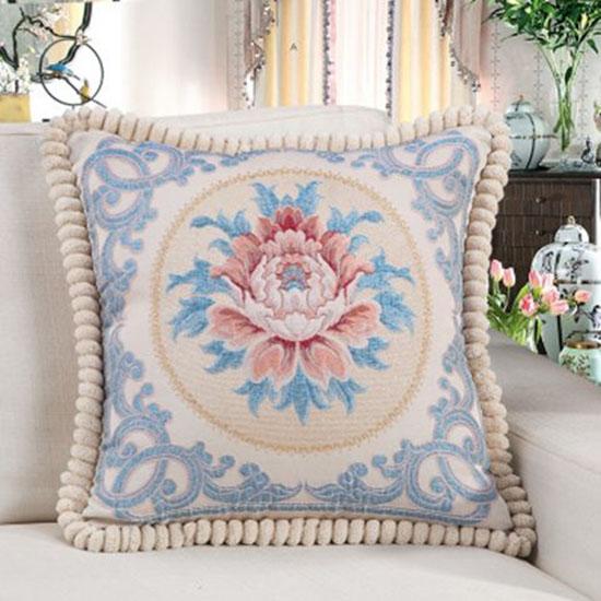 Washable Cushion Covers European-style Printed Sofa Pillowcase Cover for Living Room Car Pillow Cushion Lumbar Support Cover Removable