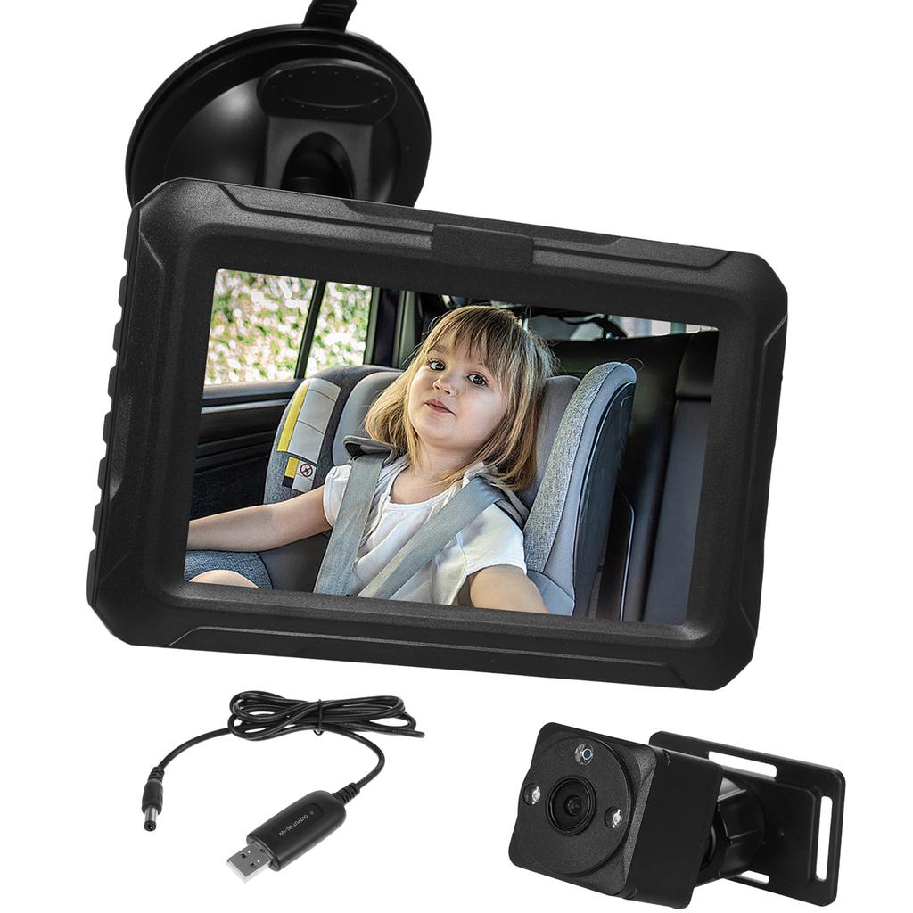 1080P Baby Car Camera, 4.3  Baby Monitor with Night Vision Function and 150 degrees  Wide View Angle, 360 degrees