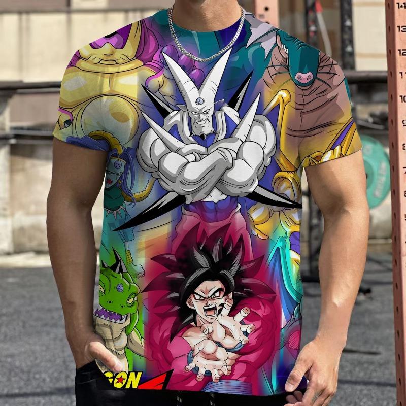 2026 Summer Dragon Ball Retro Fitness T-shirt Men's Oversized 3D Printed Short-sleeved Family Unisex Children's Sports Shirt