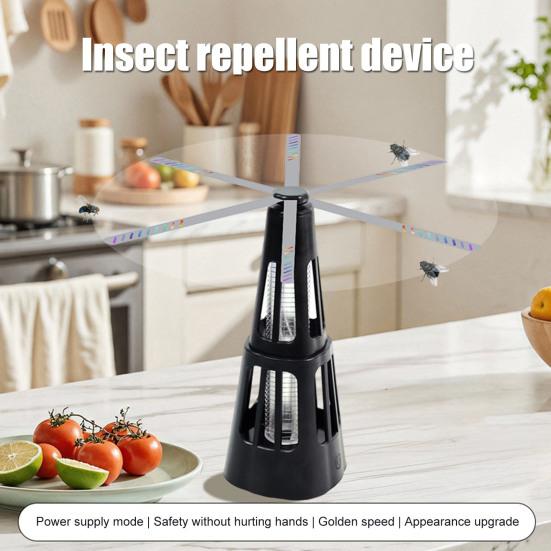 Fly Repellent Fan with Holographic Blades Light USB Rechargeable Indoor