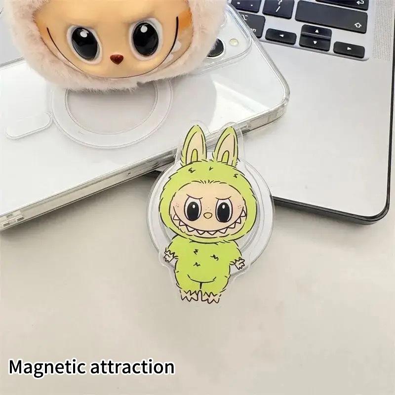 Cute Labubu Phone Grip Cartoon Magnetic Phone Holder Supports Smart Tok Kawaii Portable Folding Phone Holder Stand