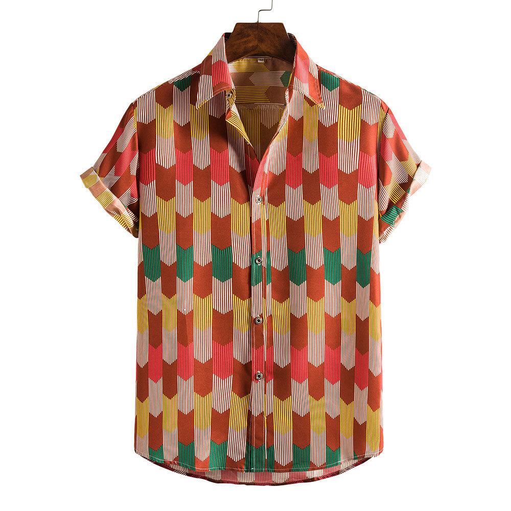 New 2025 Spring and Summer Men's Beach Shirt Hawaiian Short-sleeved Flower Shirt Men's E-commerce Supply