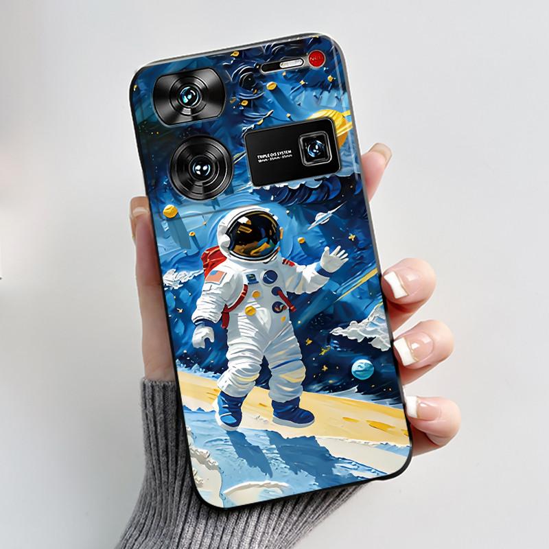 Cute Case For ZTE Nubia Z60 Ultra 5G Capa Fundas Printing Shells Protective Back Cover Soft Silicone Cartoon Black Casing Coque