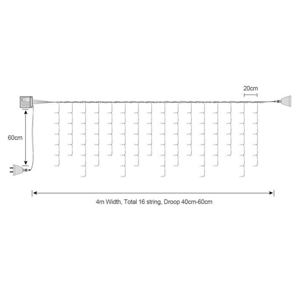 5m 96 LEDs Curtain Icicle String Light IP44 Waterproof Energy Saving 8 Lighting Modes Outdoor Decor Lights For Home Decor