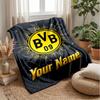 Coperta in Flanella Borussia Dortmund con Nome Testo Personalizzato Logo Calcio Coperta in Pile Personalizzata Regalo Speciale per Divano Camera da Letto Casa