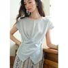 Misu Women's Retro Knit Irregular Hem T-Shirt