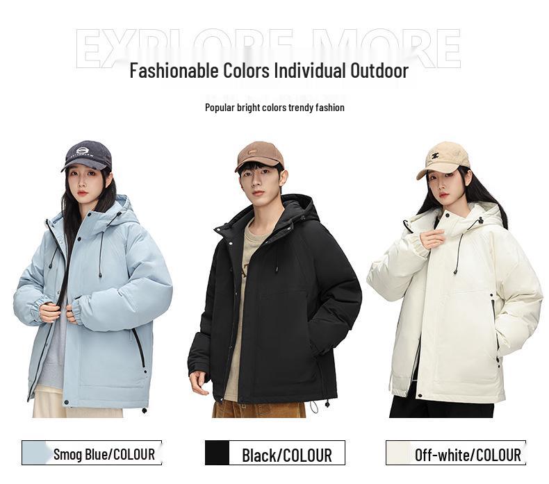 Men's 2025 Stylish Solid Color Hooded Windproof Down Jacket