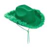 Wide Brim Western Cowboy Hat Furry Trim Top Hat Classic Cowgirl Hat  Street Party
