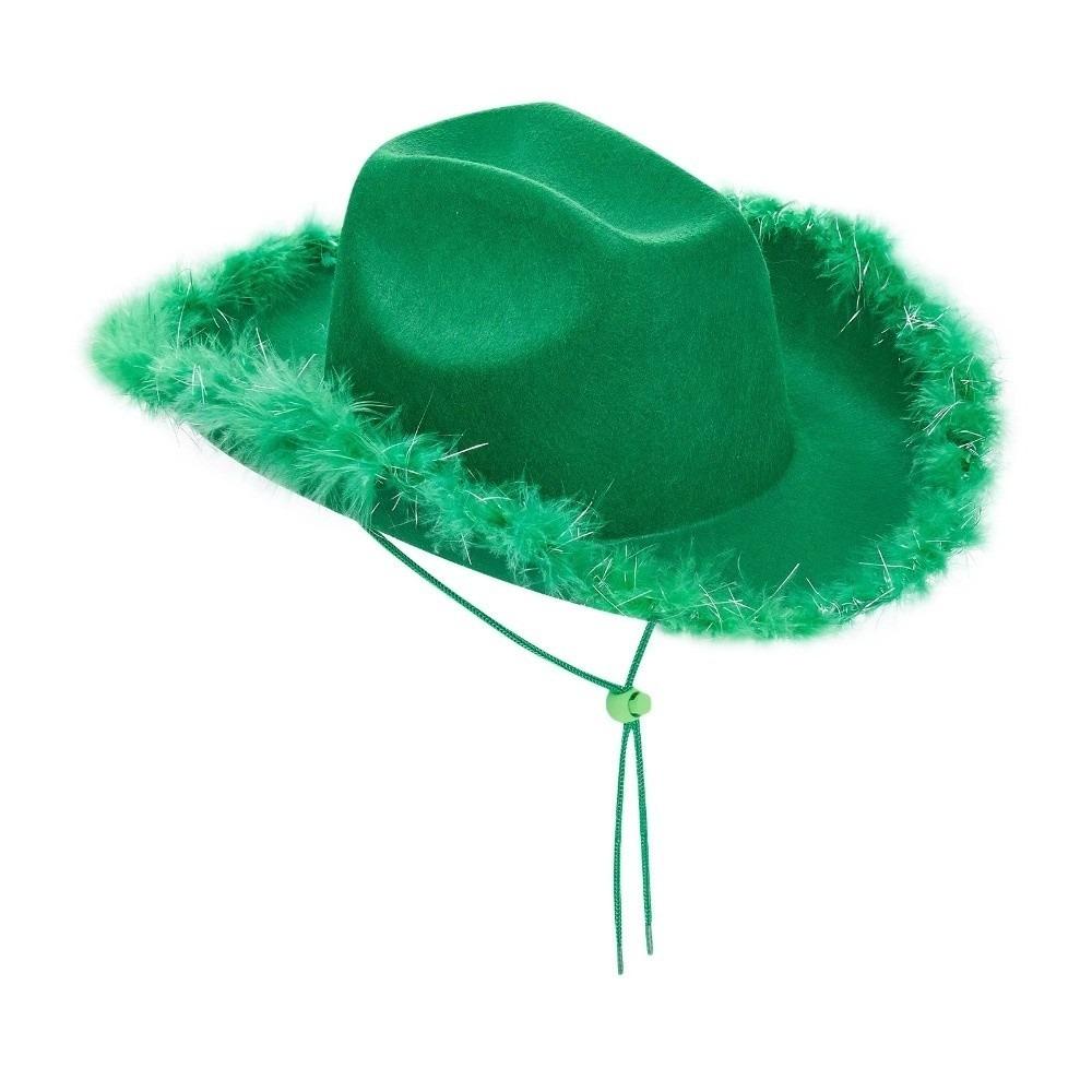 Wide Brim Western Cowboy Hat Furry Trim Top Hat Classic Cowgirl Hat Street Party