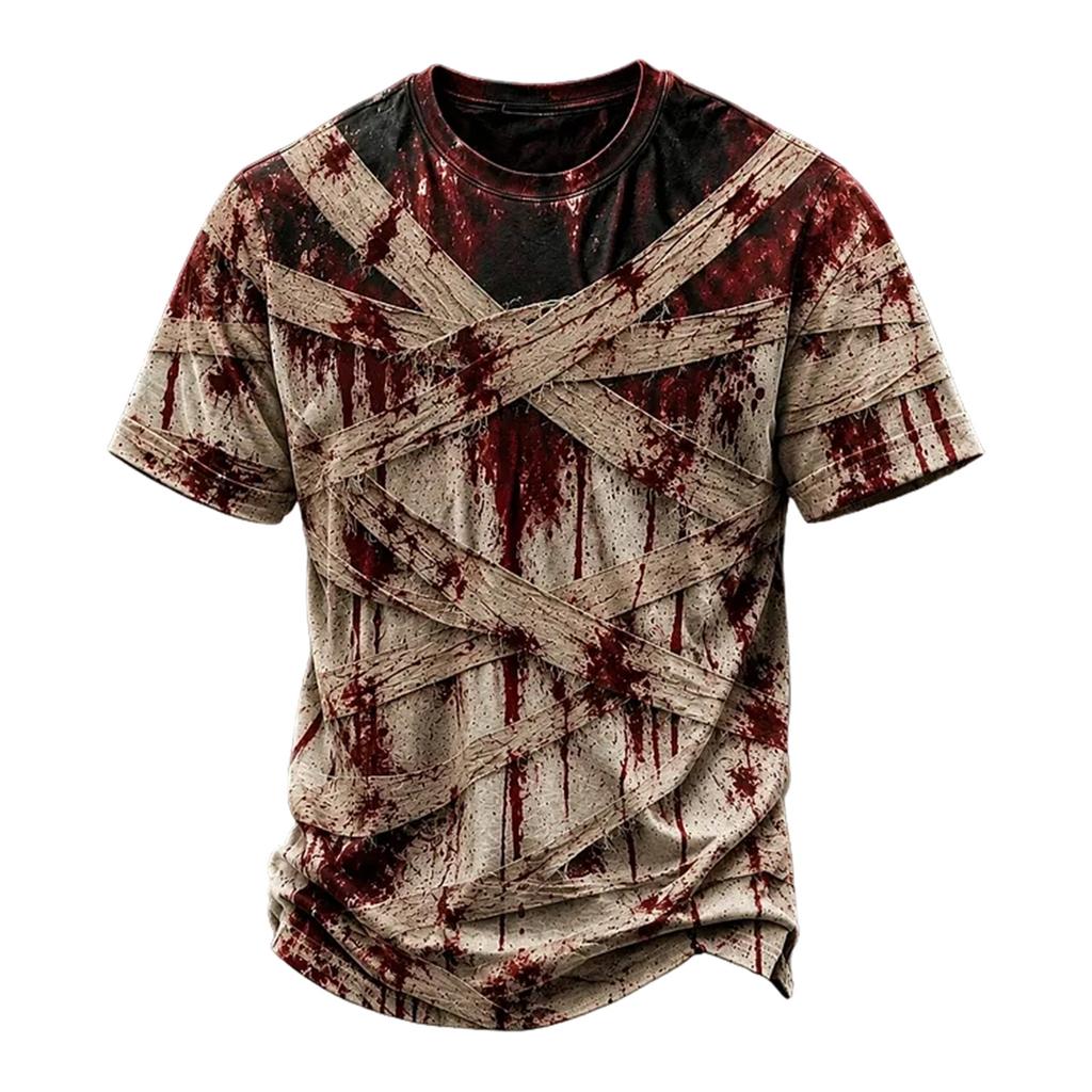 T-shirt da donna a maniche corte stampata per Halloween, Top casual girocollo per l'uso quotidiano
