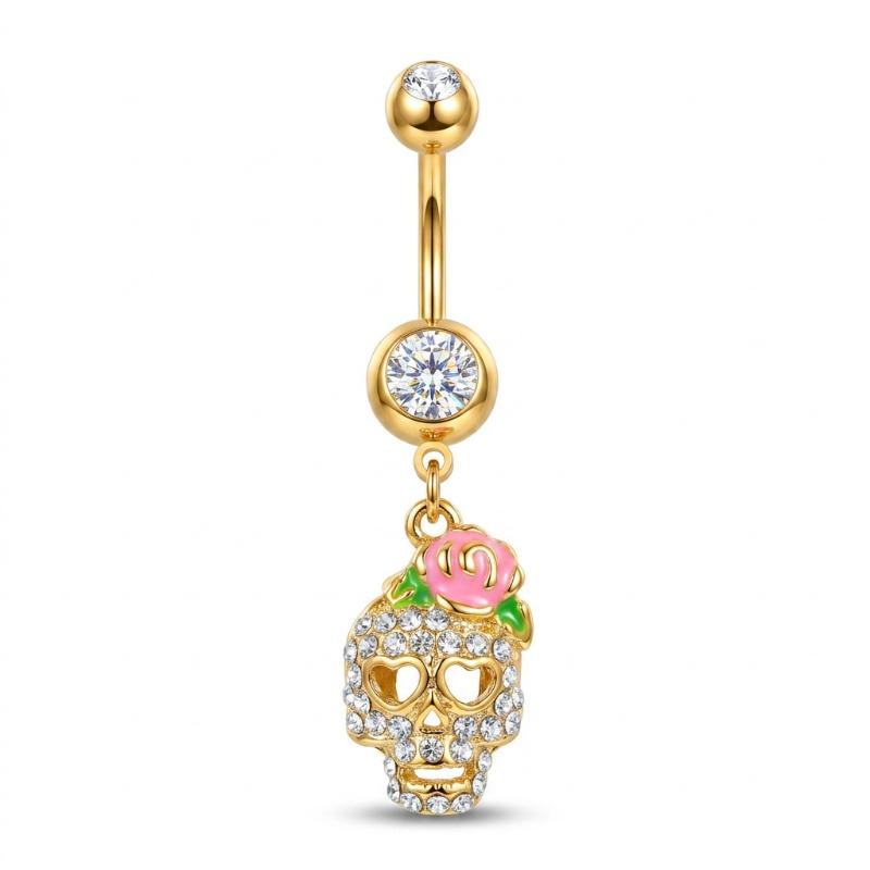 Stainless Steel Dangle Belly Button Rings Cat Sun Skull Navel Piercing Jewelry Women Trendy Cz Crystal Ombligo Body Piercing
