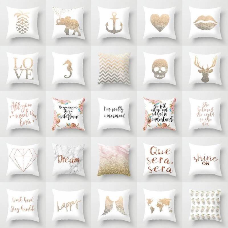 Modern Minimalist Cotton Cartoon Letter Cushion Cover Soft Peach Skin Plush Pillow Cover