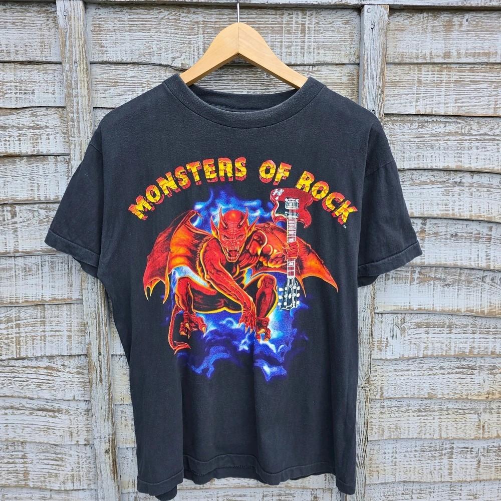 

Винтажная футболка 90-х Monsters Of Rock с группами ACDC, Metallica, Motley Crue Мужская Унисекс XXL