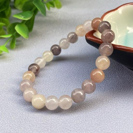 Браслет из нефрита с золотой нитью и фиолетовыми круглыми бусинами 8 мм - Женский аксессуар на одну петлю. 8mm Gold Thread Jade Bracelet