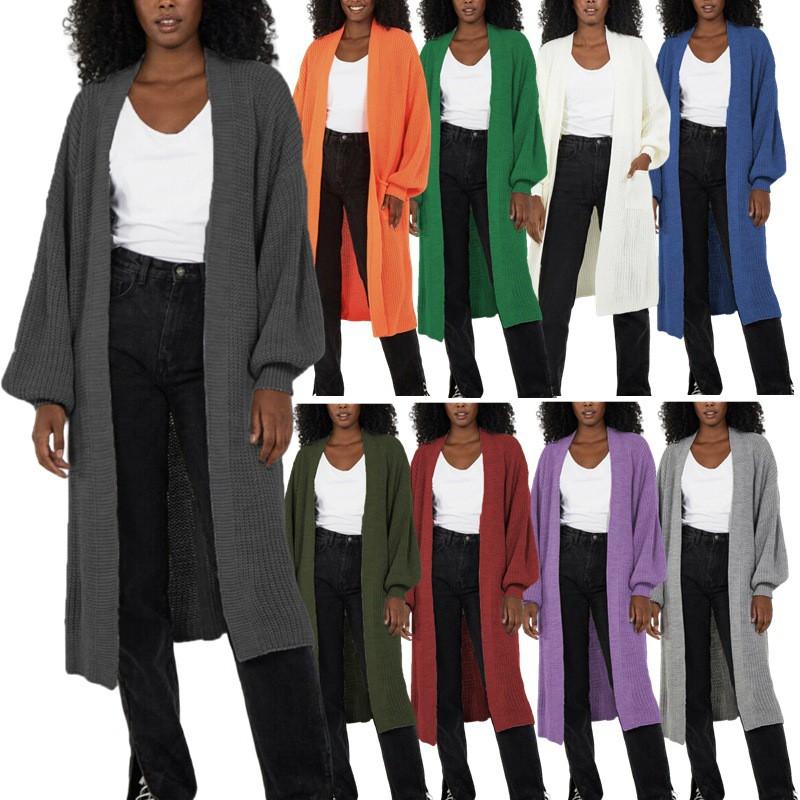 Übergroßer Strick-Cardigan-Pullover mit langen Ärmeln für Damen, Winter, lockere Passform, Übergröße, V-Ausschnitt, offene Vorderseite, langer Mantel