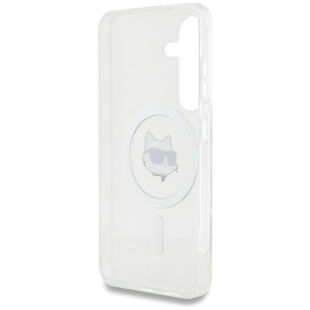 Karl Lagerfeld Button Choupette Case Printed Logo Magsafe For Samsung Galaxy S25 White