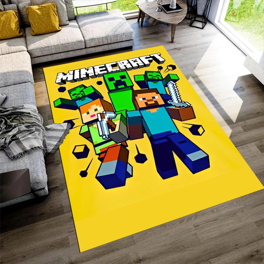 Minecraft Floor Rug Office Rug Perfect for Outdoor Game Room Entryway Kitchen Anti-slip Rug Anime Office Decor