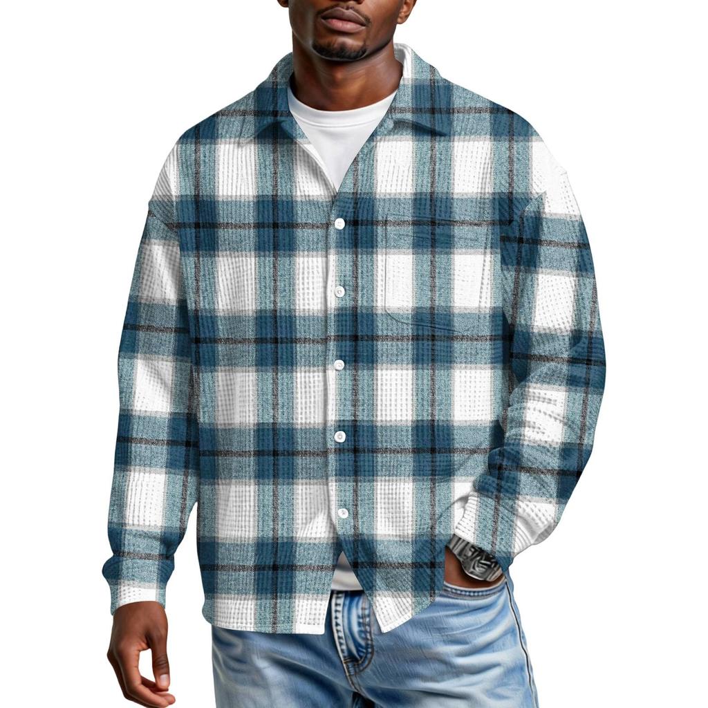 Herren Freizeit Hemd mit Knopfleiste und Tasche, langärmlig