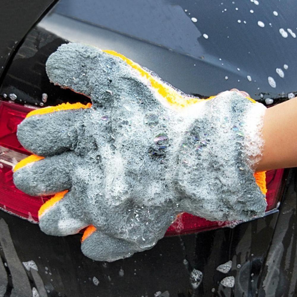 Double-sided Care Cleaning Gloves Coral Fleece 5-Finger Gloves Car Washing Gloves for Car Wash