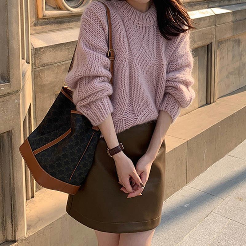 Long Sleeve Women's Sweater Autumn Winter Casual Soft Knit Inner Base Loose Cropped Knit Pullovers