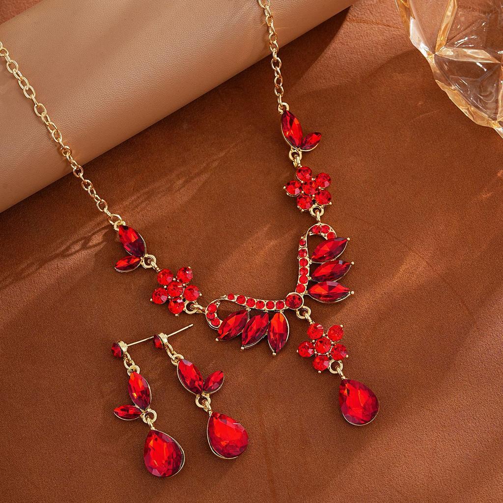 Versatile Sparkling Rhinestone Bridal Jewelry Set - Necklace and Earrings