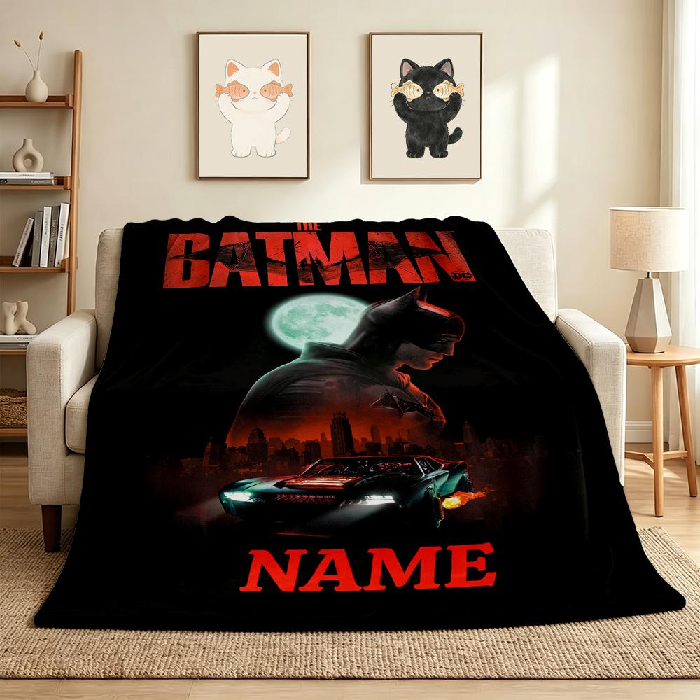 Custom Name Batman Mask Flannel Blanket Throw Blanket Soft Warm Sofa Bed home Decor Unique Gift