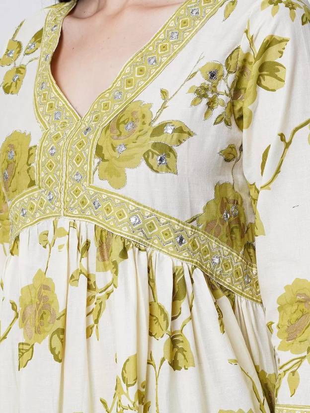 Indisches Damen-Set aus Baumwollmischung, Kurta, Hose, Dupatta, Partykleidung, Designer-Top, Tunika, Kurti, Salwar Anzug
