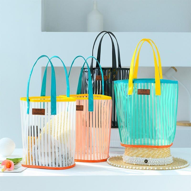 Pvc Transparent Tote Bag With Large Capacity For Beach And Swimming Pool Use