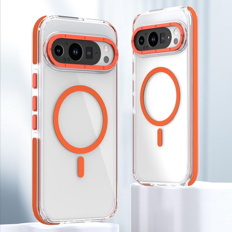 

Прозрачный акриловый жесткий ПК тонкий чехол для телефона Google Pixel 9 Pro XL 9 ударопрочный беспроводной зарядный магнитный чехол на заднюю панель Google Pixel 9 оранжевый