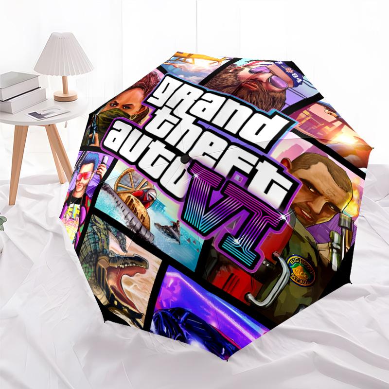 1pc GTA Umbrella, Sun Protection, And UV Shielding. It Has Eight Sturdy Ribs for Outdoor Use And Perfect As a Holiday Gift