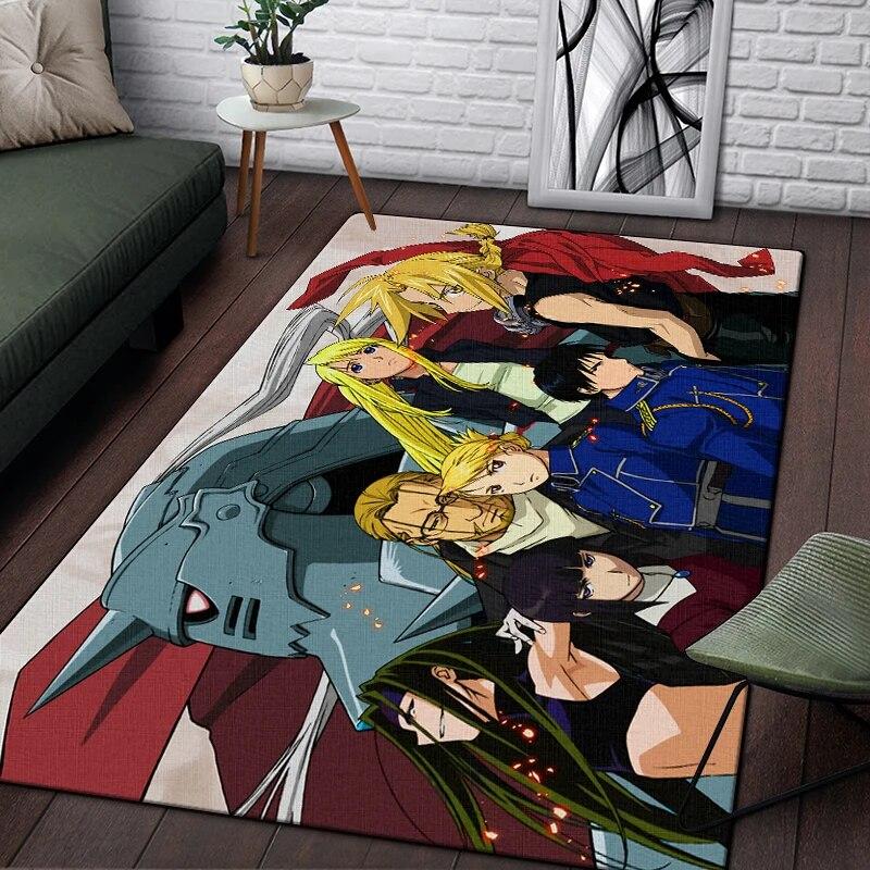 Fullmetal Alchemist Anime Painting Carpet for Living Room Large Area Rug Black Soft Carpet Home Decoration Mats Boho Rugs Picnic